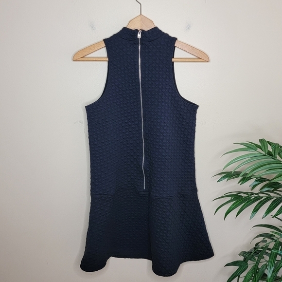 Abercrombie and Fitch | Black Quilted Mockneck Drop Waist Mini Dress Size Small - Picture 3 of 5